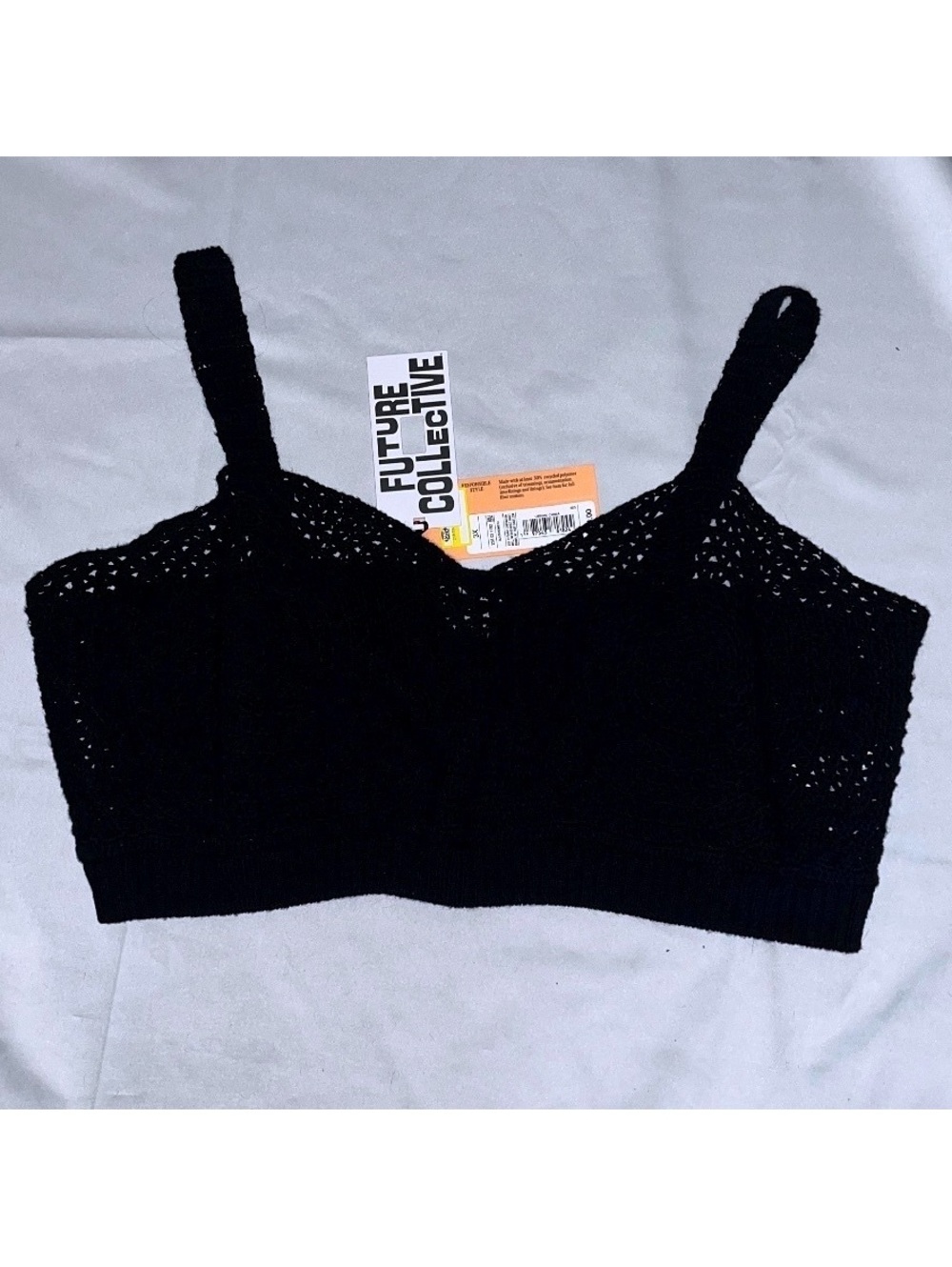 Target Future Collective Black Crochet Bralette Crop Top 3X NWT